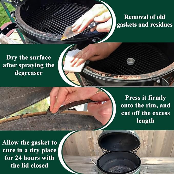 Gasket Replacement for Big Green Egg Large/XL with Scraper, Gasket for Big Green Egg Accessories High Temp Material Self Stick 15Ft Long,7/8" Wide