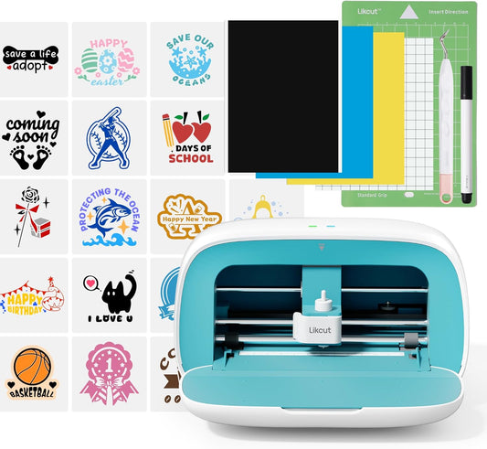 Likcut Vinyl Cutter Machine, Smart Sticker Maker Glee S501 for DIY Joy, Portable Cutting Tool for Crafting Beginner, Compact Design for Home & School Craft Projects, DIY Home Decor, Blue