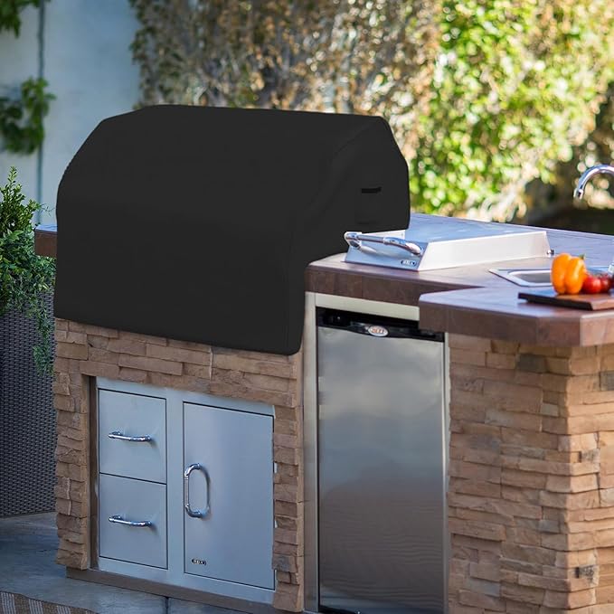 Covers & all Built-in Outdoor Grill Cover, Durable 12 Oz Waterproof Cover Max Material with Air Pocket & Elastic for Snug Fit (57" W x 27" D x 26" H Inches, Black)