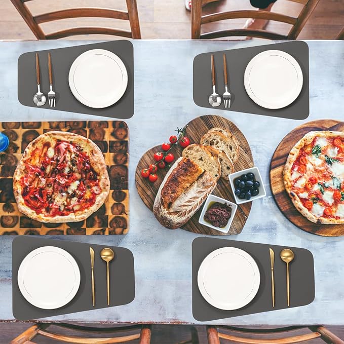 Faux Leather Waterproof Placemats Set of 8-Heat Resistant Non Slip and Scratch Resistant, Washable Indoor and Outdoor Dining Room Placemats for Kitchen, Dining Room and Patio Table Decoration