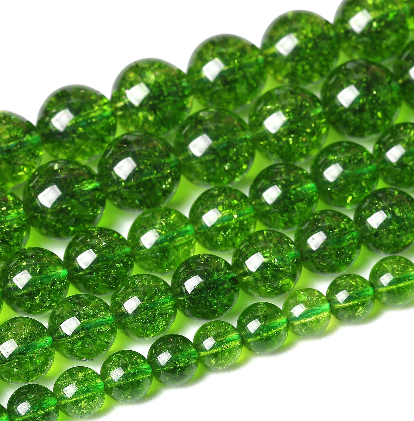 8MM Green Peridot Crystal Quartz Beads Natural Gemstone Beads Round Loose Beads for Jewelry and Bracelets Making 90pcs 2 Strands 32"