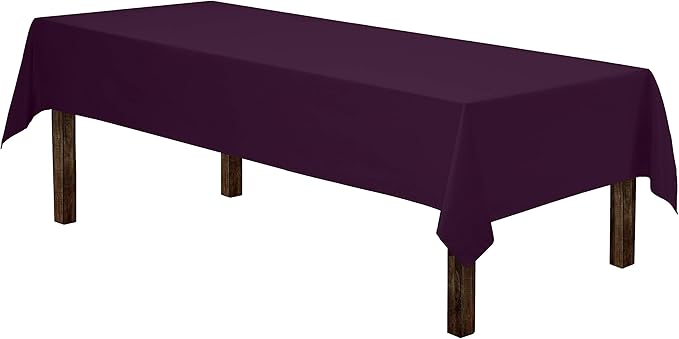 Gee Di Moda Rectangle Tablecloth - 60 x 126 Inch Eggplant Table Cloth for 8 Foot Rectangle Tables - Heavy Duty Washable Fabric - for Holiday Party, Dinner, Weddings, Baby Shower & Events