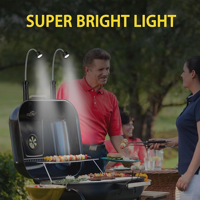 BBQ Grill Light, Barbecue Grilling Accessories for Outdoor Grill with Flexible Neck, Magnetic Base, Christmas Stocking Stuffers Birthday Grilling Gifts for Men Dad, 2 Pack-Batteries Included