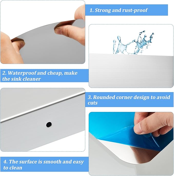 Therwen 2 Pcs Stainless Steel Side Splash Guard for Sink 26 x 20 Inch Wall Mount Guard with Screws Commercial Restaurant Hand Sink and Compartment Prep Sink Kitchen Sink Splash Protector Supply