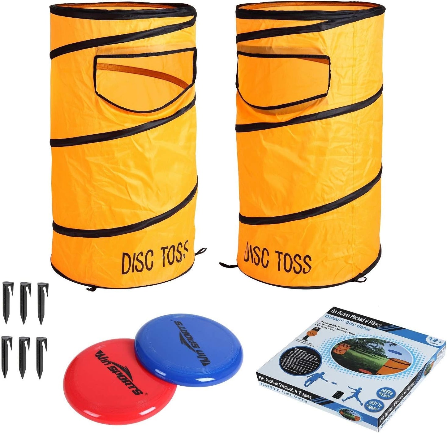 Folding Disc Toss Game Set - Flying Disc Toss Dunk Game Set - Includes 2 Disc Targets with Bean Bag & 2 Flying Discs & Carrying Case - Great for Backyard,BBQs,Tailgating