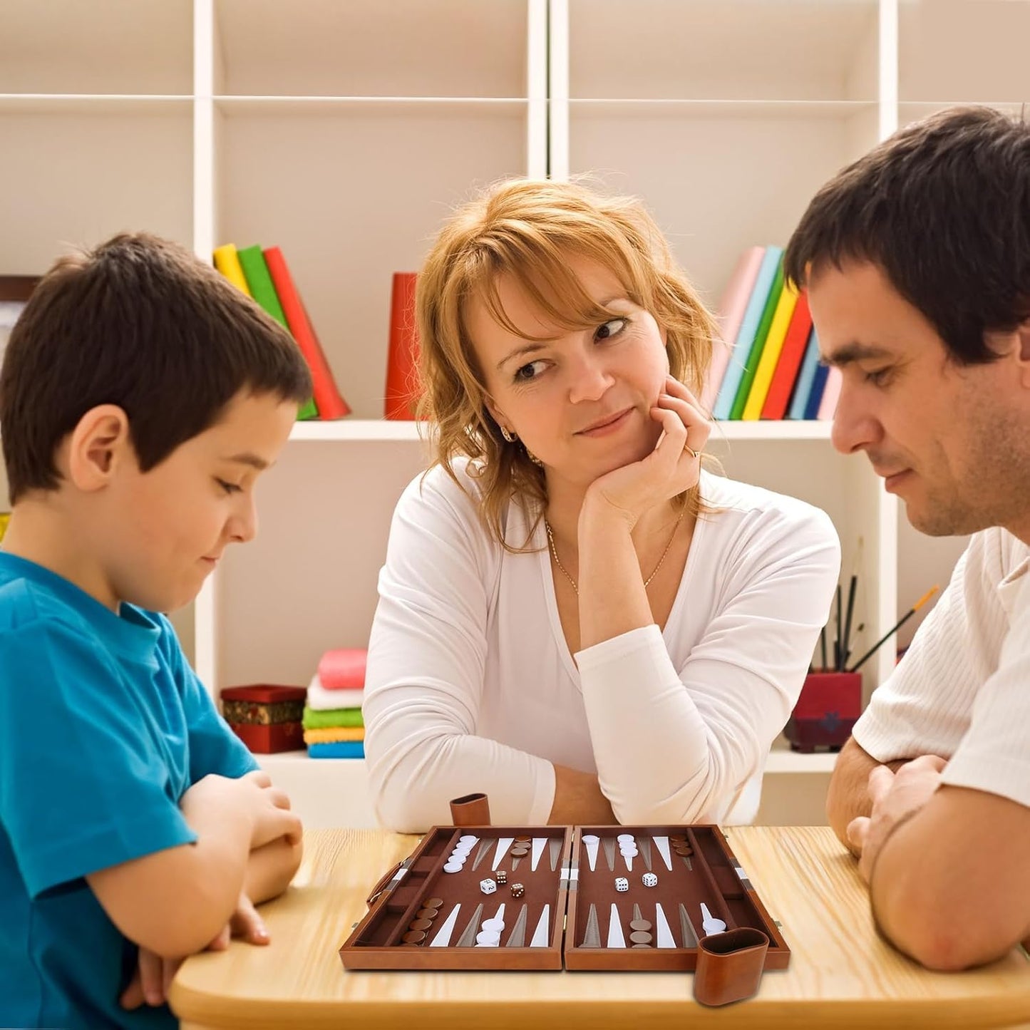 Backgammon Set - Classic Board Game with Premium Leather Case - Portable Travel Strategy Backgammon Game Set for Adults, Kids - Suitable as (15inch, Brown)