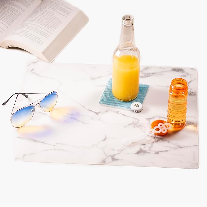 modern-twist 14 x 16 Silicone Placemat, BPA, PVC-Free Table Mat, Dishwasher Safe, Marble Print in Gray, Pack of 1