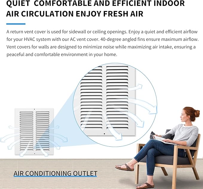 8x10 Vent Cover(Duct Opening Size),Air Return Vent Cover,Flat Vent Cover,Rejillas De Aire Acondicionado para Casa,Return Air Grilles,Outer Dimensions:9.75"Wx11.75"H(8"W x 10"H, Duct Opening)