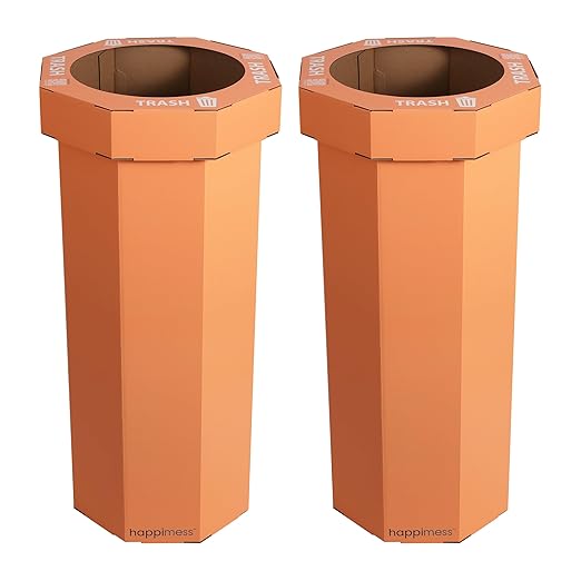 Eyely MPH1300B-SET2 Sal 25-Gallon Disposable Corrugated Cardboard Event Trash Can and Recycling Bin for BBQs, Beach, Parties & Events & Outdoor Activities, Carrot Cake (Set of 2)