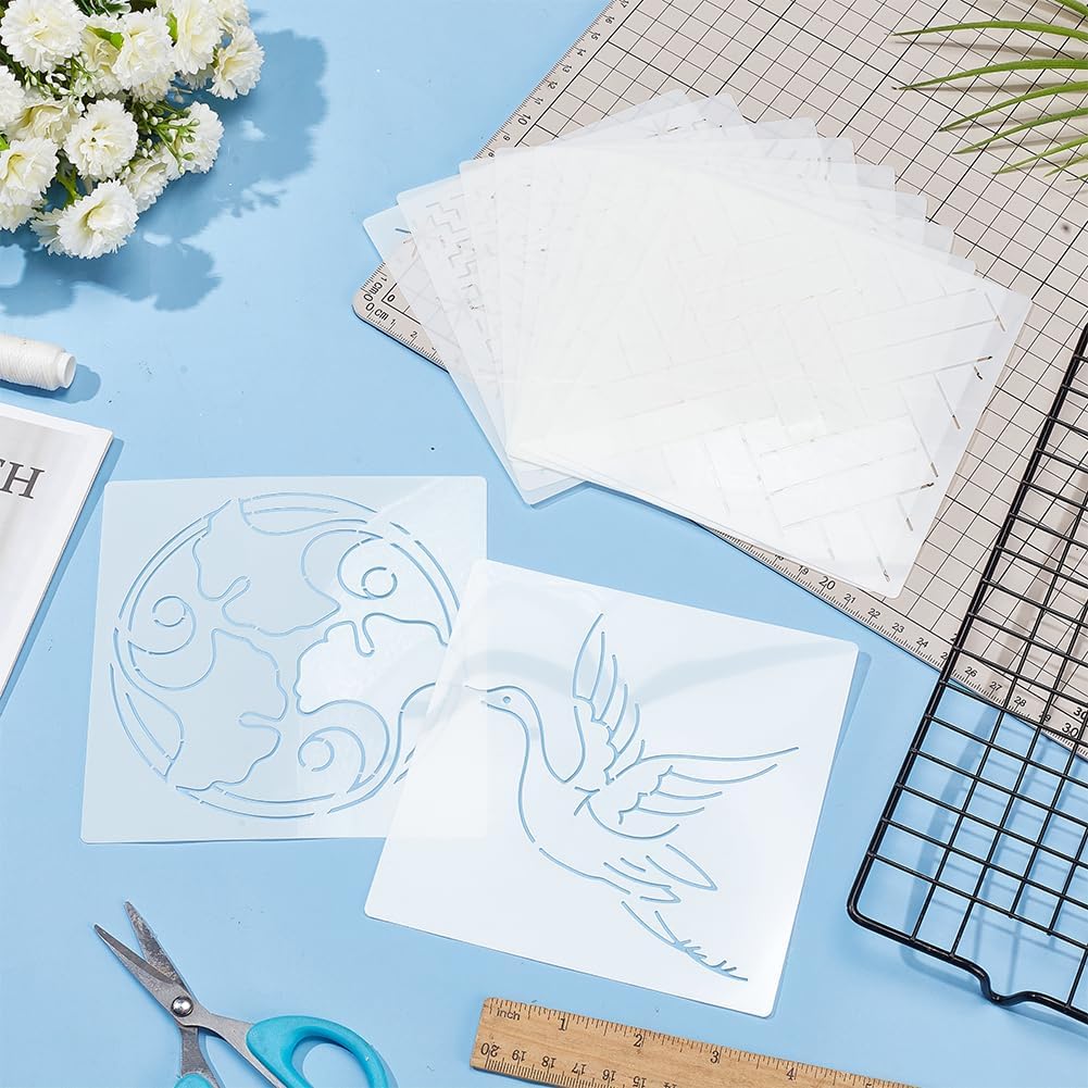 FREEBLOSS Sashiko Stencil Christmas Tree Embroidery Patterns Stencils for Drawing Sashiko Template for Hand Quilting and Embroidery Sashiko Stencils Acrylic 14x14cm