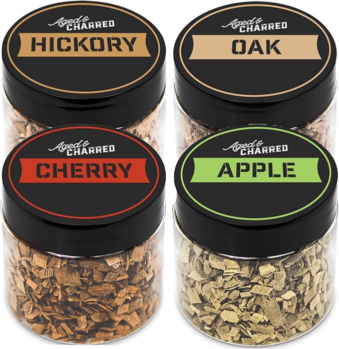 400 Cocktail Smoker Wood Chips - Variety Flavors Big Pack - Apple, Hickory, Oak, Cherry - Whiskey Smoker Wood Chips for Bourbon, Rum & Cocktail Smoker Kits