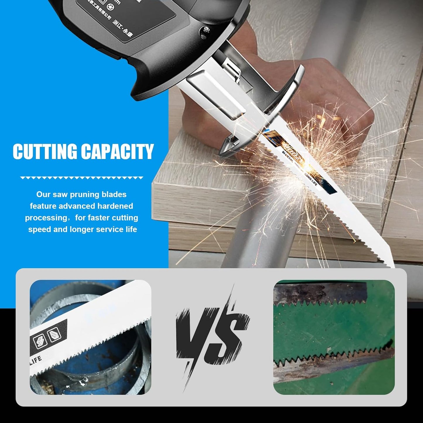 10 Pack 9 inch Reciprocating Saw Blades Set,14/18TPI High Carbon Saw Blades, Metal Saw Blades with Organizer Case (10, 14/18TPI/225mm)