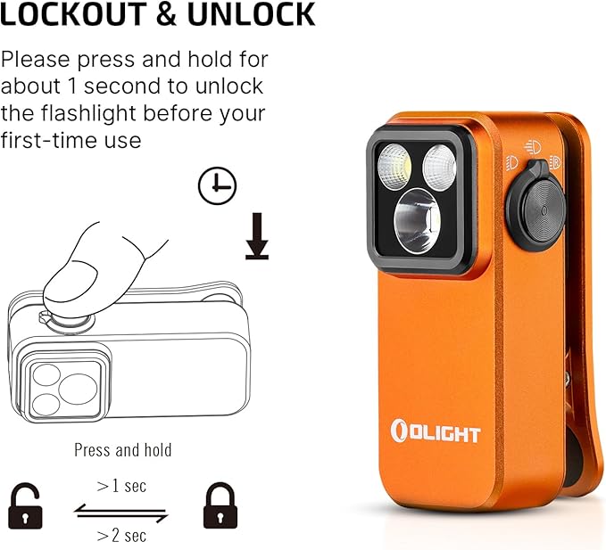 OLIGHT Oclip Pro EDC Flashlight Clip-on Light, Rechargeable 500 Lumens with Three Lighting Solutions Type-C Charging, Magnetic Flash Lights for Signaling, Cycling, Outdoor or Indoor Use(Orange)