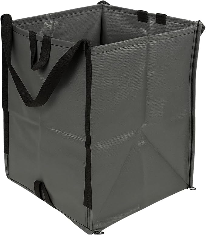 DURASACK Heavy Duty Home and Yard Bags 48-Gallon Reusable Self-Standing Lawn and Leaf Bags Garbage Can with Reinforced Handles, Gray, 3 Pack