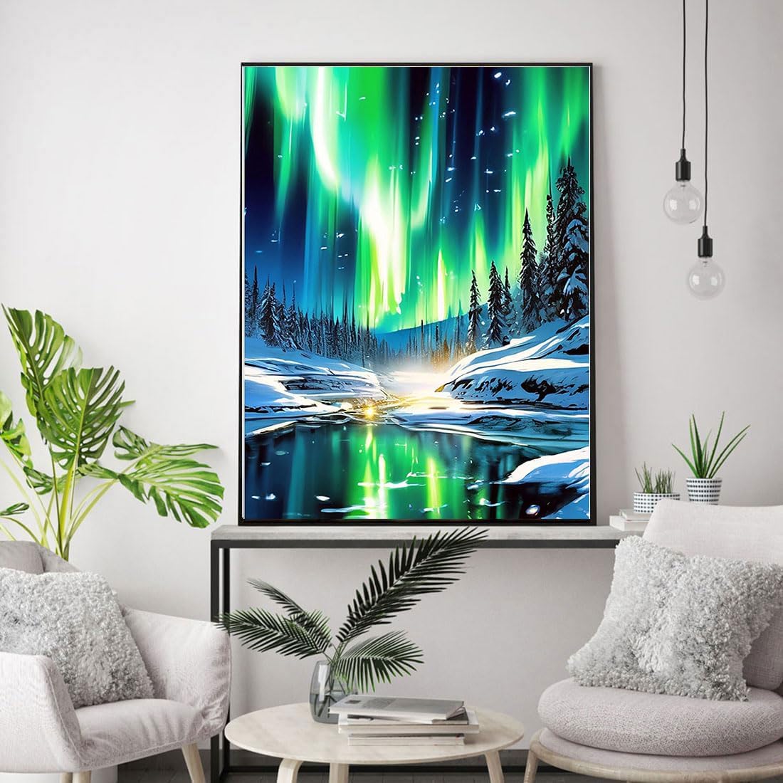 Aurora Stamped Cross Stitch Kits - Landscape Counted Cross Stitch Kits for Beginners Adults Needlepoint Cross-Stitch Patterns Dimensions Needlecrafts Embroidery Kits Arts and Crafts