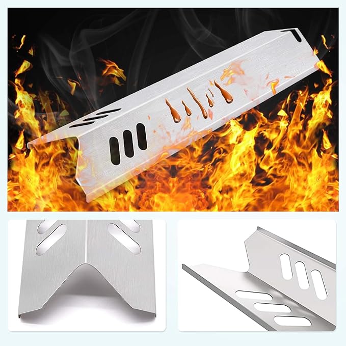 Criditpid Grill Replacement Parts for Dyna Glo DGB610SSP DGF600SSP, Cast Iron Grates 70-01-296 and Heat Shield Tents for Dyna Glo Grill Replacement Parts DGB610SSP 6 Burner.
