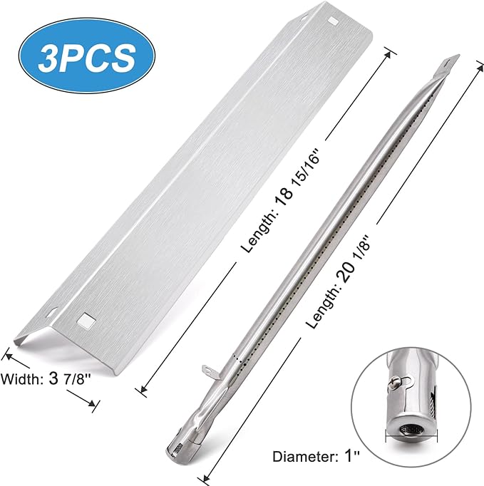 Adviace Grill Replacement Parts for Char Griller 5050, 5650, 2121, 3001, 5072, 2123, 2828, 3030, King Griller 3008, 5252, Cast Iron Grill Grates, Stainless Steel Heat Plate Shields, Burners, Ignitors.