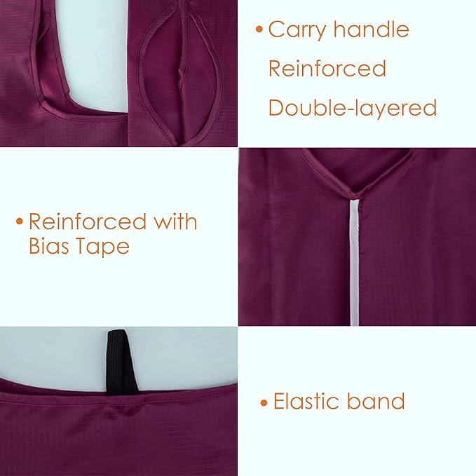BeeGreen Burgundy Reusable Shopping Bags Wholesale Wine Red Reusable Grocery Bags Bulk Foldable-Machine Washable with Zipper Storage Pouch 20 Pieces