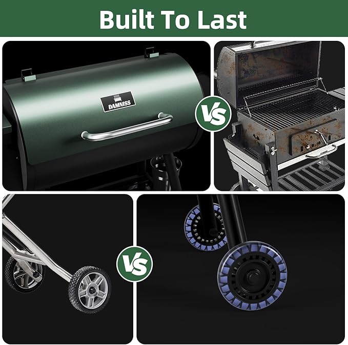 Wood Pellet Smoker BBQ Grill with Latest PID Technology LCD Controller 565 SQ.IN Cook Area 8 In 1 Pellet Grill with Auto Temperature Control and Meat Probe for Home Party Outdoor