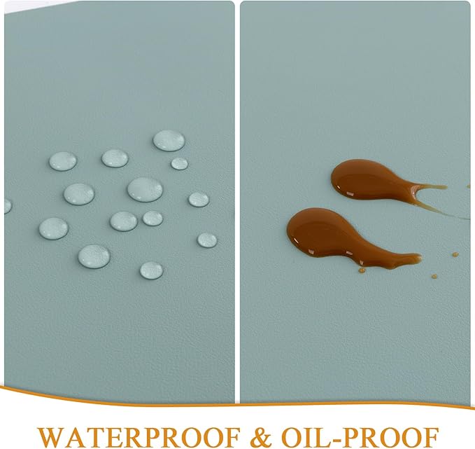 SHACOS Placemats Set of 6 Faux Leather Waterproof Leakproof Wipeable PU Non-Slip Vinyl Place Mats Heat Resistant Table Mats for Kitchen Dining Table Indoor Outdoor, Pale Green