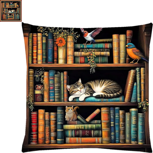 Stamped Cross Stitch Kits for Adults Beginners Pillow Needlepoint Kit with Embroidery Pattern Needlework Kit Prestamped Stitches Kit 11CT Cross Stitching-Sleeping Lazy Cat 18x18 inch