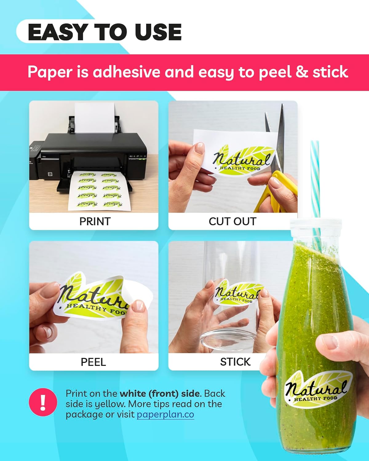 Sticker Paper for Inkjet Printer - (30 Sheets), 8.5 x 11" Letter Size, Matte Sticker Paper - Ideal for Crafting and Printing Vibrant, Long-Lasting Designs