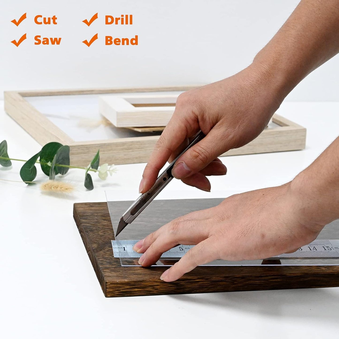 Egofine Plexiglass Sheets Acrylic Sheets 4 Pack of 8x12’’ 0.04 Thick Clear Plastic Cast Transparent Plexi Glass for Crafting Projects, Replacement Picture Frame Glass, DIY Display, Easy to Cut