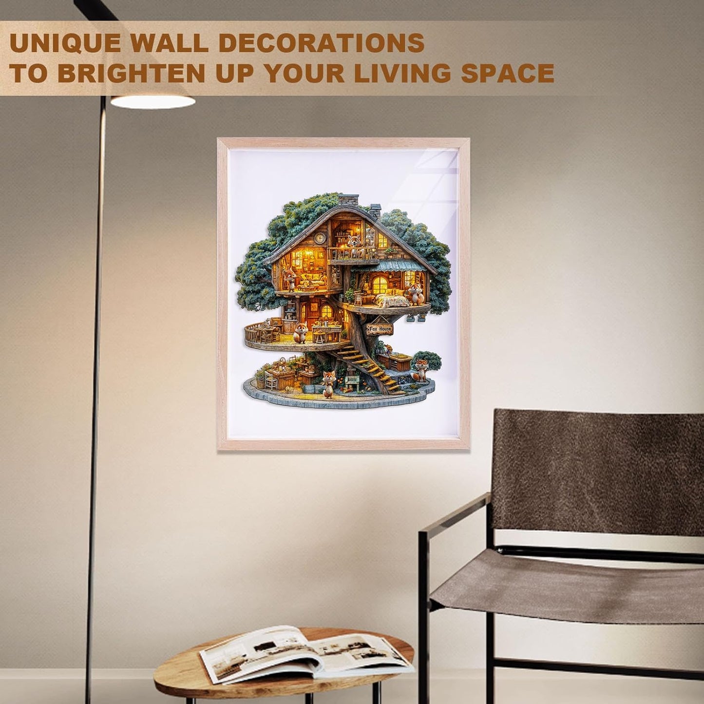 Wooden Puzzles for Adults, Fox House Puzzles, Wood Adult Puzzle, Birthday Gifts for Puzzle Lover (L-13.4 * 13.4 in 270pcs)