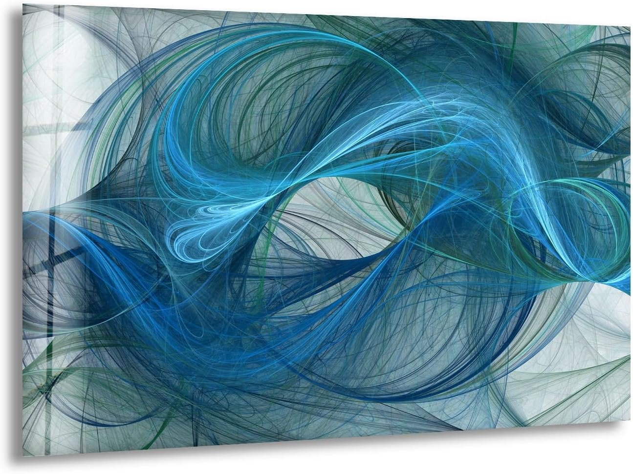 My Photostation.com Round 24'' Blue Energy Abstract Wall Art – Fluid Motion Glass PrintTempered Glass Printing Wall Decor Large Wall Art Wall Hangings