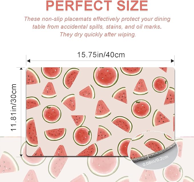 Placemats Set of 4 - Faux Leather Heat Resistant Placemats for Dinner Table, Non-Slip Waterproof Oil-Proof Washable Reusable Placemat for Indoor Outdoor Kitchen Decor, 15.75In*11.81In
