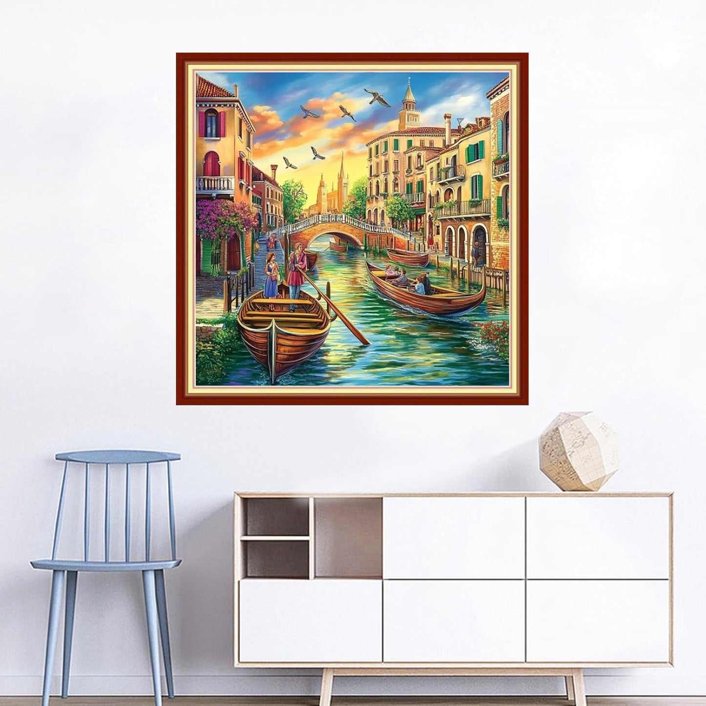 Joyhoor Cross Stitch Kits for Beginners Stamped Cross-Stitch Supplies Needlework preprint Embroidery Kits for Adults DIY Needlepoint Kits Embroidery Patterns 11CT-Waterfront City 18x18 inchs