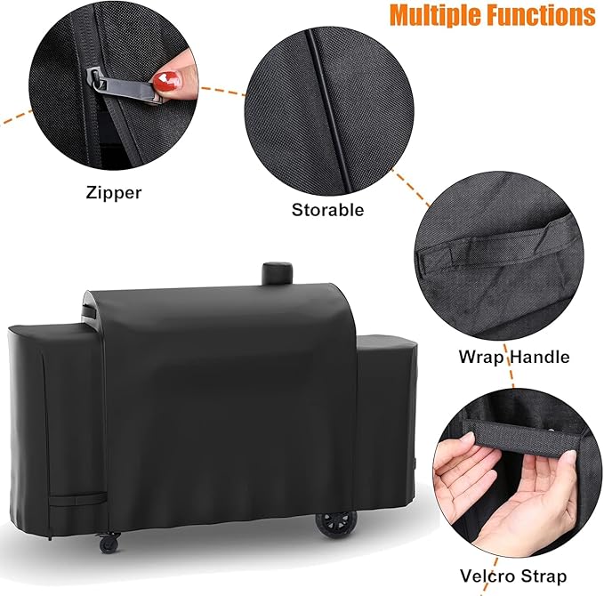 Hisencn Grill Cover for Pit Boss Pro Series Triple-Function Combo Grill PB1100PSC2, PB1100PSC1, Heavy-Duty Pellet Grill Smoker Cover for Pit Boss Sportman 1230 Pellet/Gas Combo Grill, Black, PB 67364