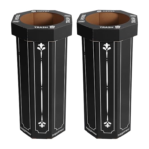 Eyely MPH1301A-SET2 Sal 25-Gallon Disposable Corrugated Cardboard Event Trash Can and Recycling Bin for BBQs, Beach, Parties & Events & Outdoor Activities, Bridal Black (Set of 2)