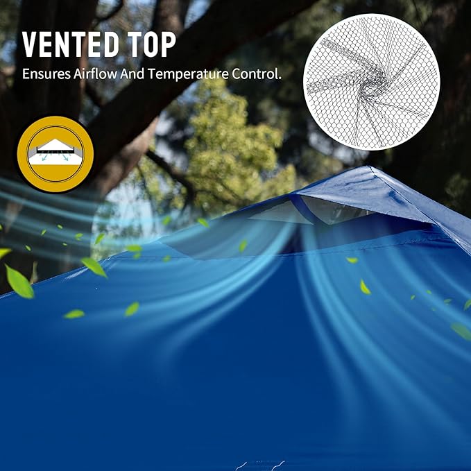 CROWN SHADES 10x10 Pop Up Canopy - Beach Tent with One Push Setup - Easy Outdoor Sun Shade for Events, Parties, Camping - Gazebo with STO-N-Go Cover Bag, Silver Coated Top, Navy Blue