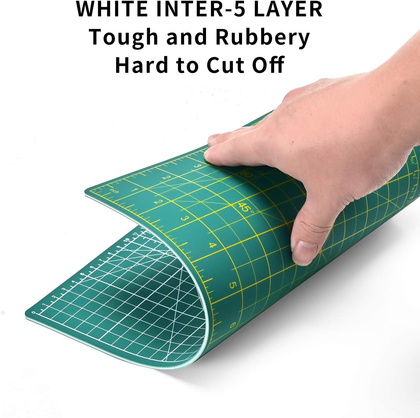 ArtAt Self Healing Cutting Mat: 9"x12" Non-Slip PVC Double Sided 5-Ply A4 Art Craft Rotating Mat, Rotary Cutting Mat for Quilting, Sewing Crafts Hobby Fabric Precision Scrapbooking Project Green