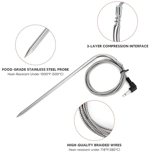 Stanbroil Replacement Meat Probes for Pit Boss Pellet Grill and Smoker, 3.5mm BBQ Temperature Probes, 2 Packs