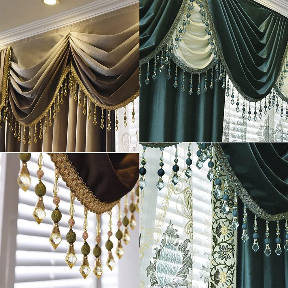 3yards Beading Fringe Trimming Long Beads Tassel Curtain Trim Ribbon Trim for Cover Edge Decorative (Orange)