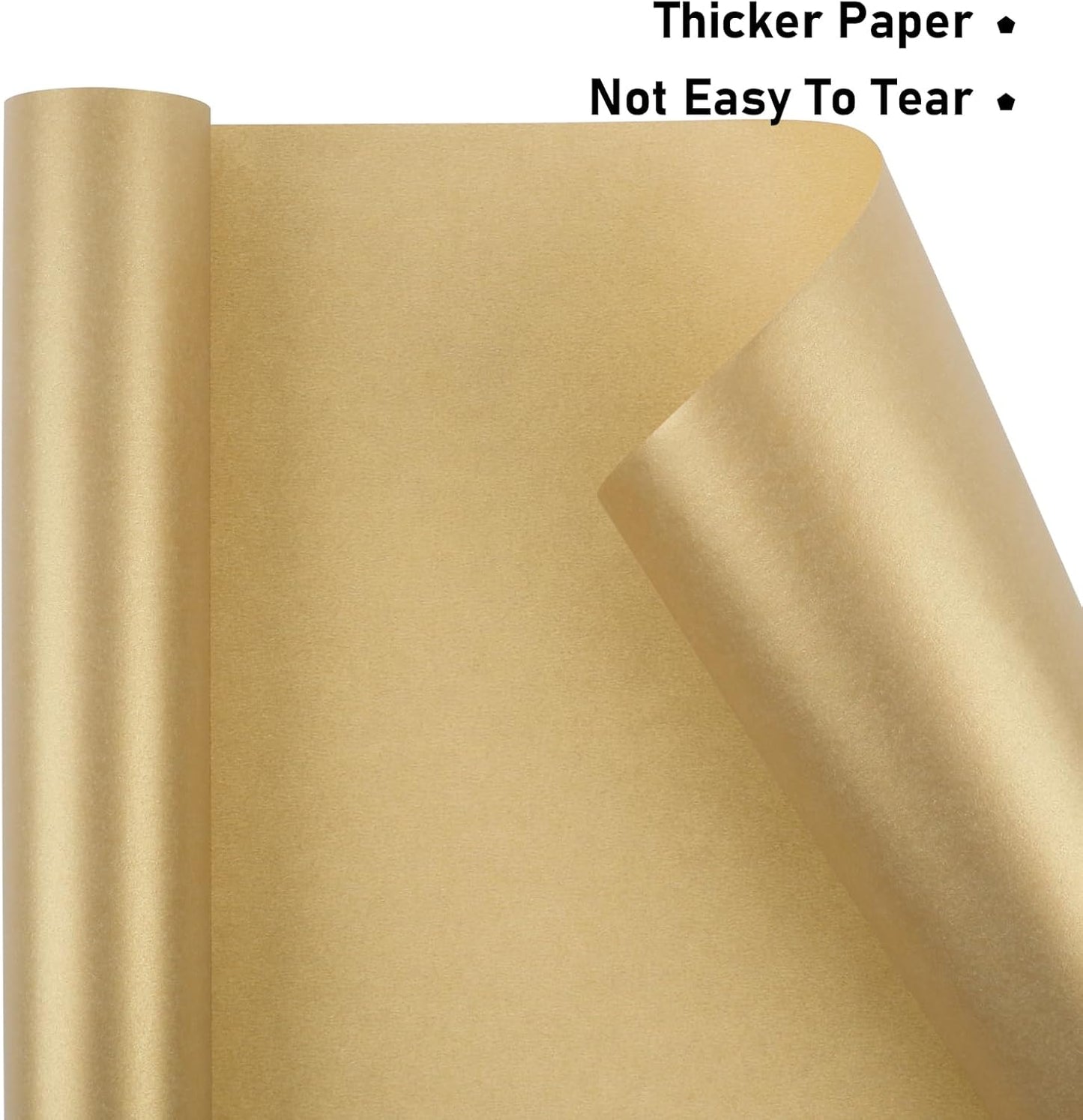 NESCCI Gold Matte Wrapping Paper,Solid Color Pearly-Lustre Paper-3 Roll,17 Inches X 32.8 Feet Per roll.Gift Wrapping Paper,Perfect for Wedding,Valentine's Day,Birthday, Christmas,Baby Shower