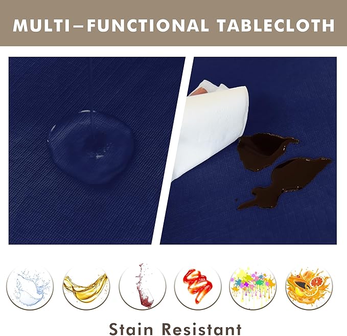 Nasitos 2 Pack Plastic Tablecloth 60x102 Inch-Vinyl Disposable Rectangle, Waterproof Non Slip Navy Tablecloth Underlay for Outdoor Wedding, Camping, Picnic, Graduation Party