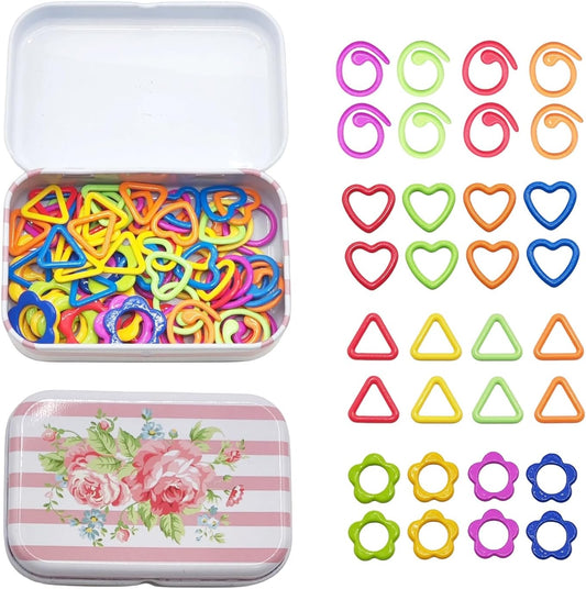 Metal Stitch Markers,Colorful Crochet Stitch Markers,Knitting Stitch Markers with Storage Case,Crochet Gift for Knitting Weaving Lovers (4 Styles)