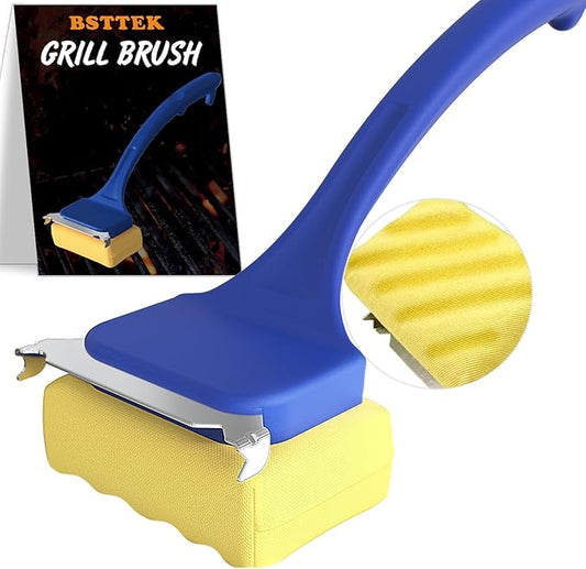 Grill Brush, Bristle Free Grill Cleaning Brush with Scraper, BBQ Grill Cleaner for Weber Grill, Grilling Gifts for Men/Dad/Husband