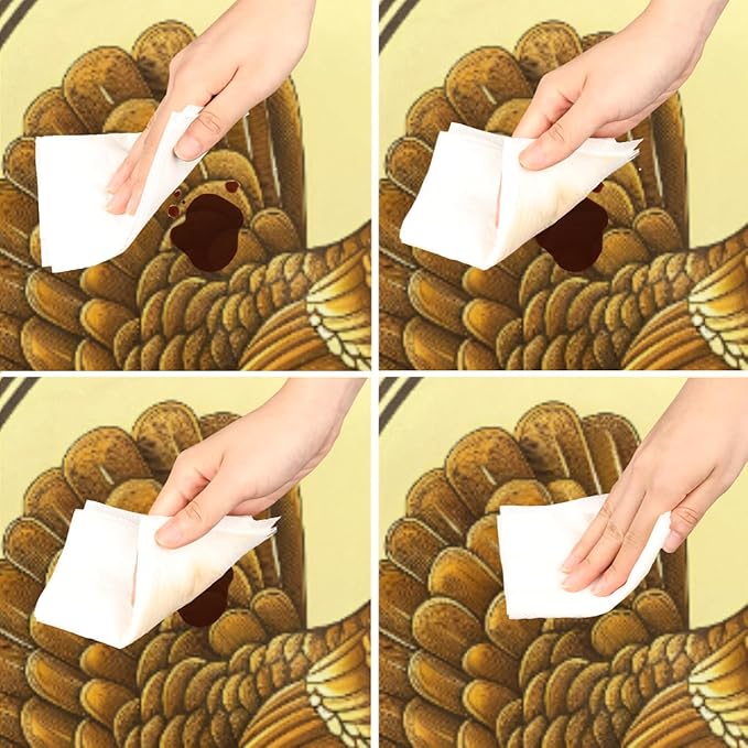 Thanksgiving Vintage Turkey Round Table Cloth Cover, Elastic Edge Waterproof Wipeable Tablecloths 45"-56" Polyester Tablecloth for Party Restaurant Banquet Holiday Camping Outdoor Picnic