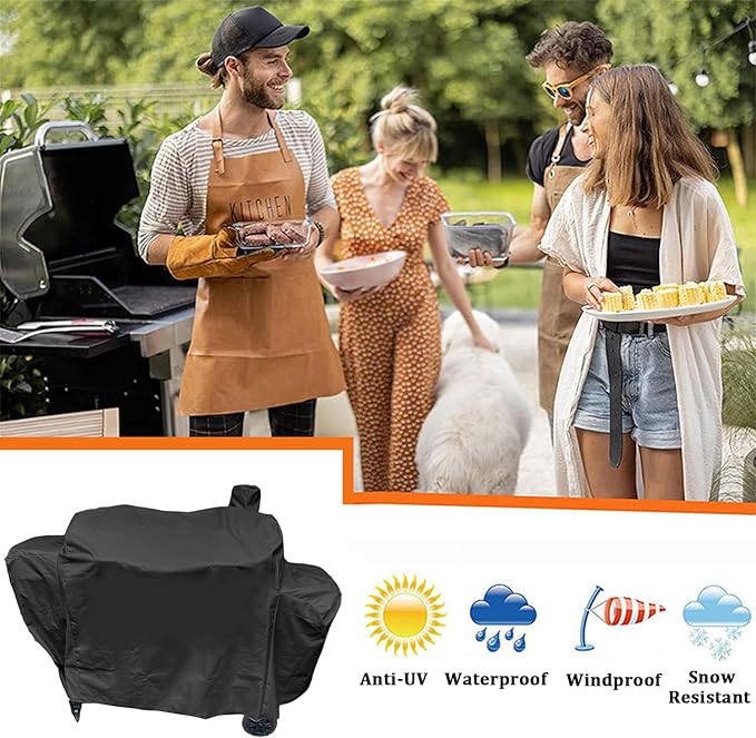 Grill Cover for Pit Boss Platinum Laredo 1000 Wood Pellet Smoker Grill, 600D Heavy Duty Waterproof Pitboss PB1000PL Grill Cover Replacement, Zipper Design, Black