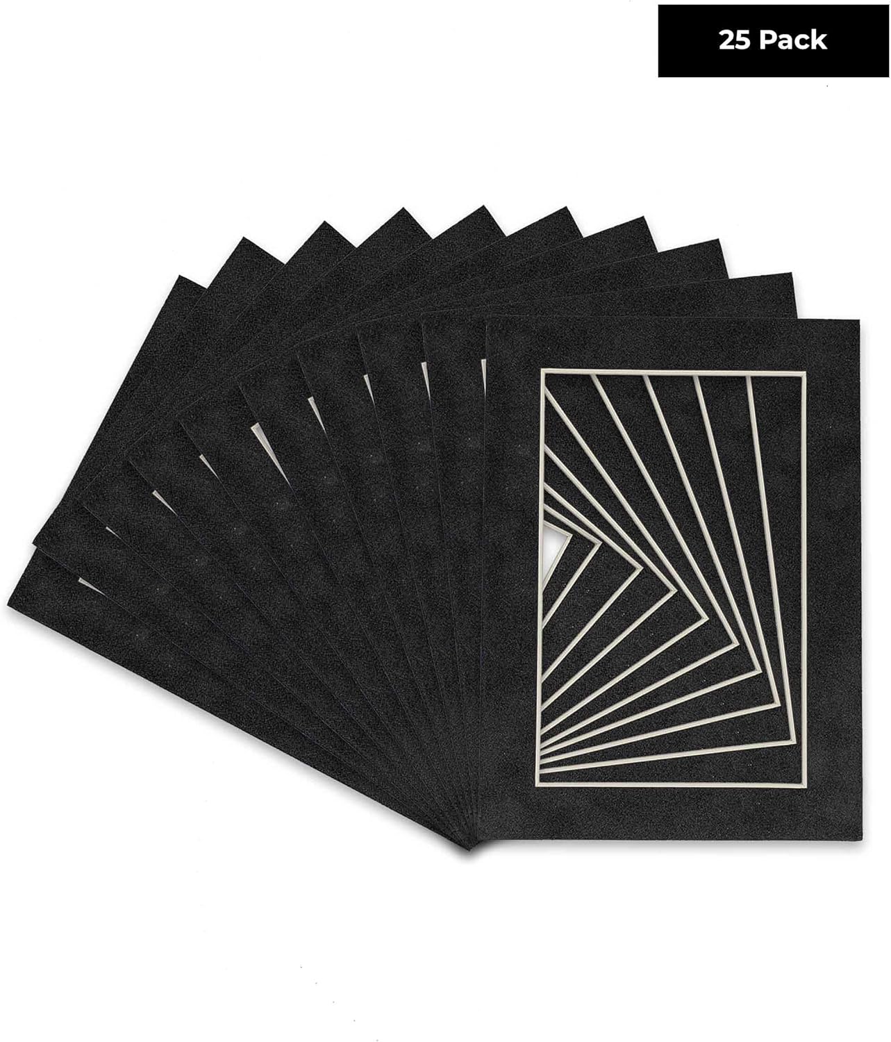 Pack of 25 Acid Free 11x14 Mats Bevel Cut for 8.5x11 Photos - Dark Grey Suede Precut Matboards With Backing Boards and Clear Photo Mat Bags For Pictures, Photos, Framing - 4-ply Thickness
