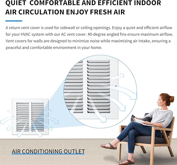 20x12 Return Air Grille(Duct Opening Size),Air Return Vent Cover,Flat Vent Cover,Rejillas De Aire Acondicionado para Casa,Return Air Grilles,Outer Dimensions:21.75"Wx13.75"H(20"Wx12"H, Duct Opening)
