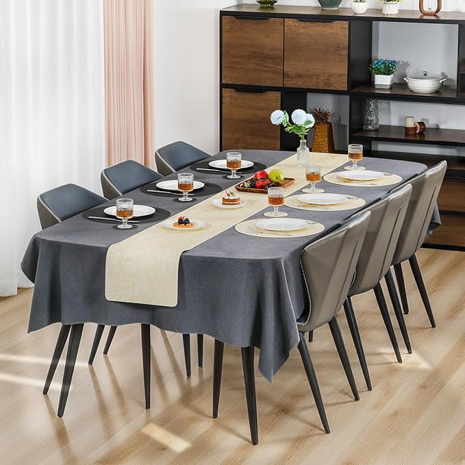 Myir JUN Round Placemats, Dual Sided Faux Leather Place Mats Set of 4 Indoor/Outdoor Non-Slip Washable Table Mats (Cream-White Black, Set of 4)