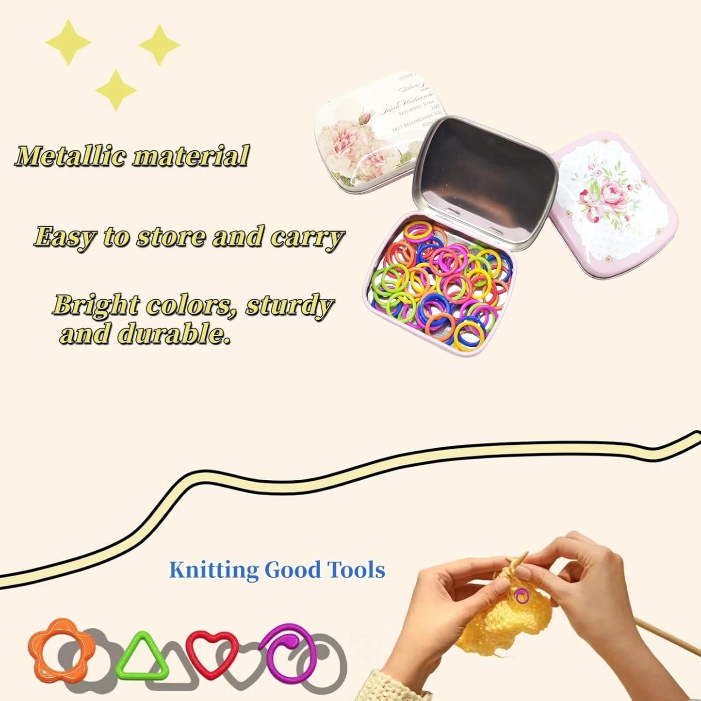 Metal Round Stitch Markers,Colorful Crochet Stitch Markers,Knitting Stitch Markers with Storage Case,Crochet Gift for Knitting Weaving Lovers (Round)