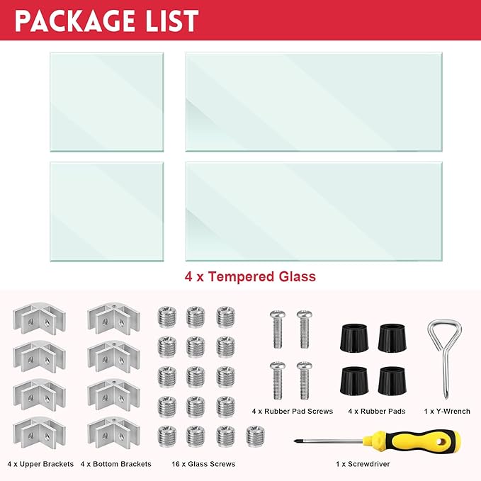 Fire Pit Wind Guard, 23.5" x 7.5" Square Tempered Glass Wind Shield for Firepit & Fire Table, Thick Glass and Easy Installation with Included Tools, Airflow Management for Stable Flame