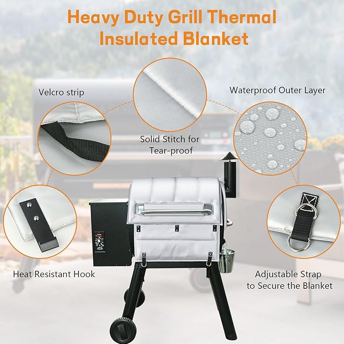 Insulation Blanket for Traeger Pro 22,Pro 575,Ironwood 650 and Lil' Tex Elite Wood Pellet Smoker Grill,BAC626 Pro 22/575 Insulation Blanket Smoker Cover Replacement Parts Grills BBQ Winter Accessory