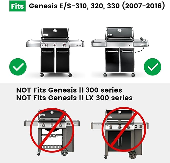 QuliMetal 19.5" 9MM Grill Grates for Weber Genesis 300 Series – Grill Parts for Weber Genesis E310 E320 E330 S310 S320 S330 (2007-2016), Weber 7528/7524, Pit Boss PB700 Series, 304 Stainless Steel